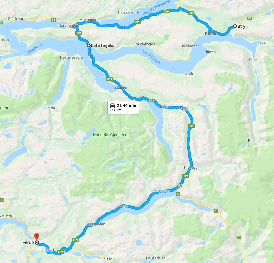 180306 - Rute fra Stryn til Førde